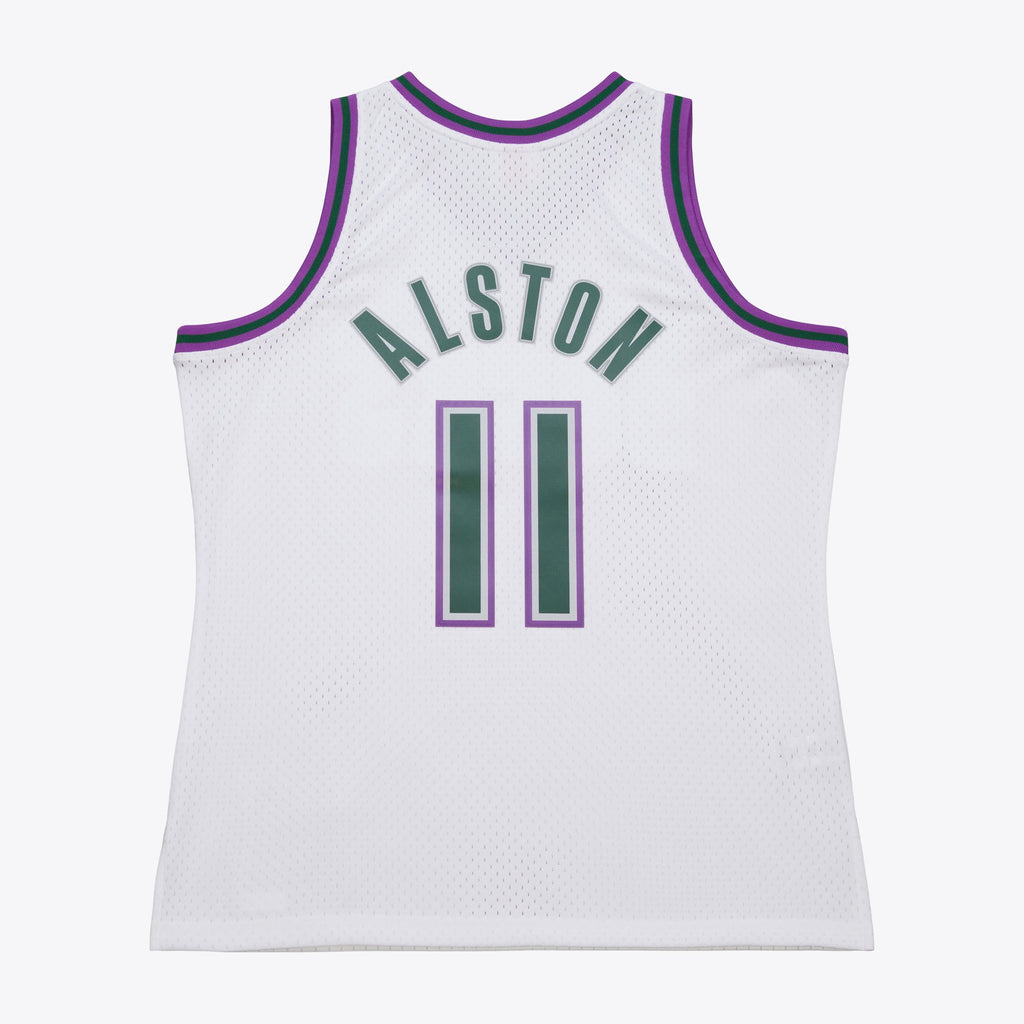 Mens Mitchell & Ness NBA WHITE JERSEY BUCKS 1999 RAFER ALSTON