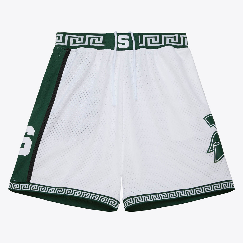 MENS MITCHELL & NESS NCAA WHITE SHORTS MICH STATE 1999