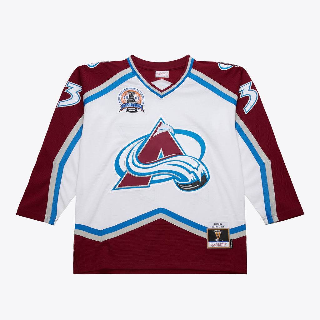 Mens Mitchell & Ness NHL WHITE JERSEY AVALANCHE 2000 PATRICK ROY