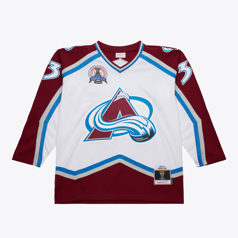 Mens Mitchell & Ness NHL WHITE JERSEY AVALANCHE 2000 PATRICK ROY