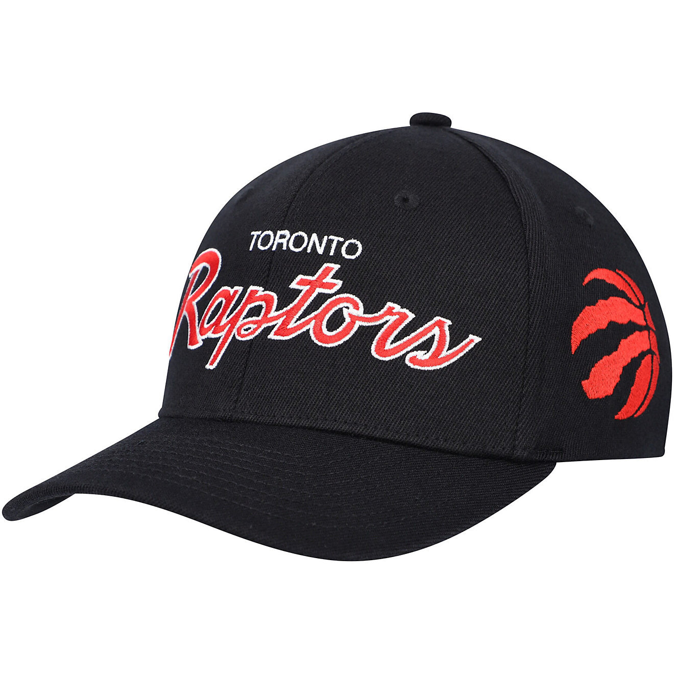 MENS MITCHELL & NESS NBA TEAM SCRIPT 2.0 STRETCH SNAPBACK RAPTORS