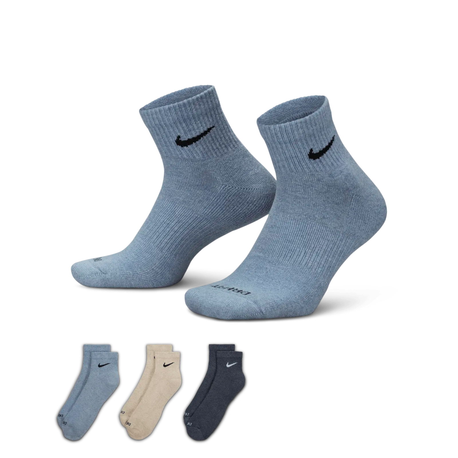 [SX6890-901] MENS NIKE 3 PACK DRI-FIT PLUS QUARTER SOCKS