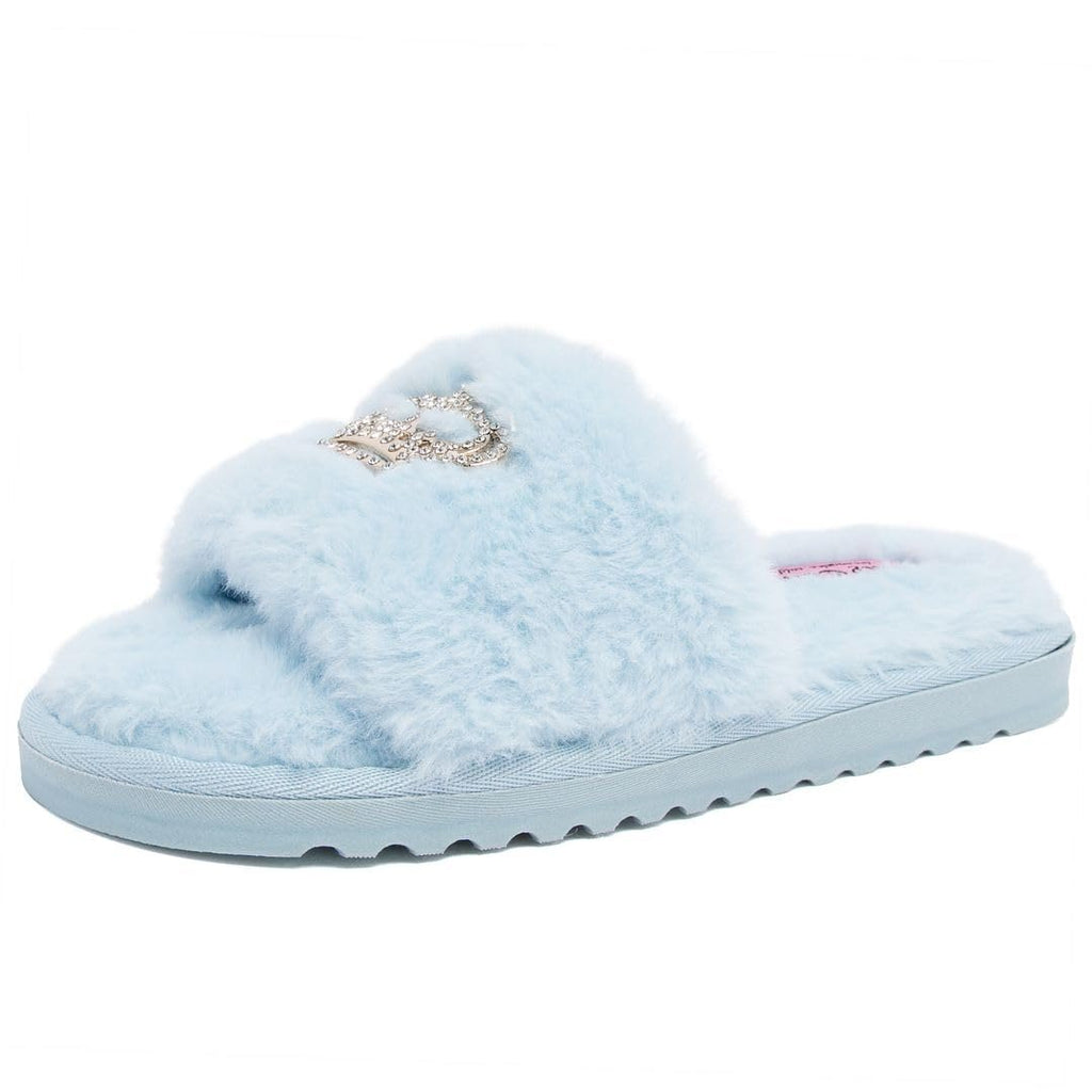 [318780-LIGHT BLUE] WOMENS JUICY COUTURE FAUX FUR SLIPPERS - 1