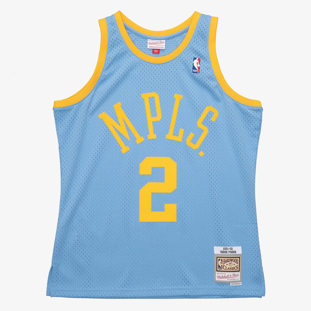 MENS MITCHELL & NESS NBA SWINGMAN JERSEY LAKERS 2001 DEREK FISHER