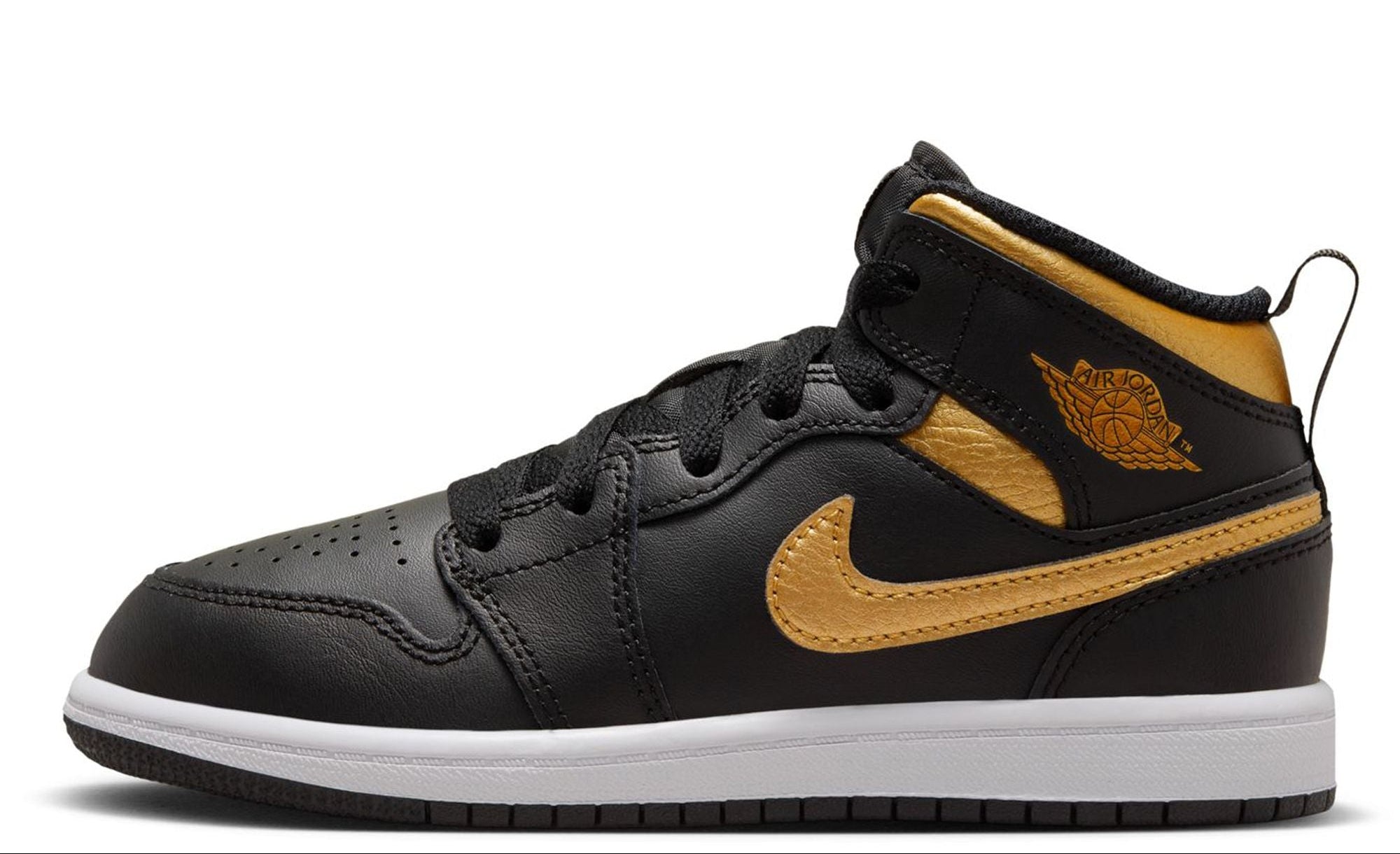 [DQ8424-071] PRESCHOOL AIR JORDAN RETRO 1 MID 'METALLIC GOLD BLACK (PS)'