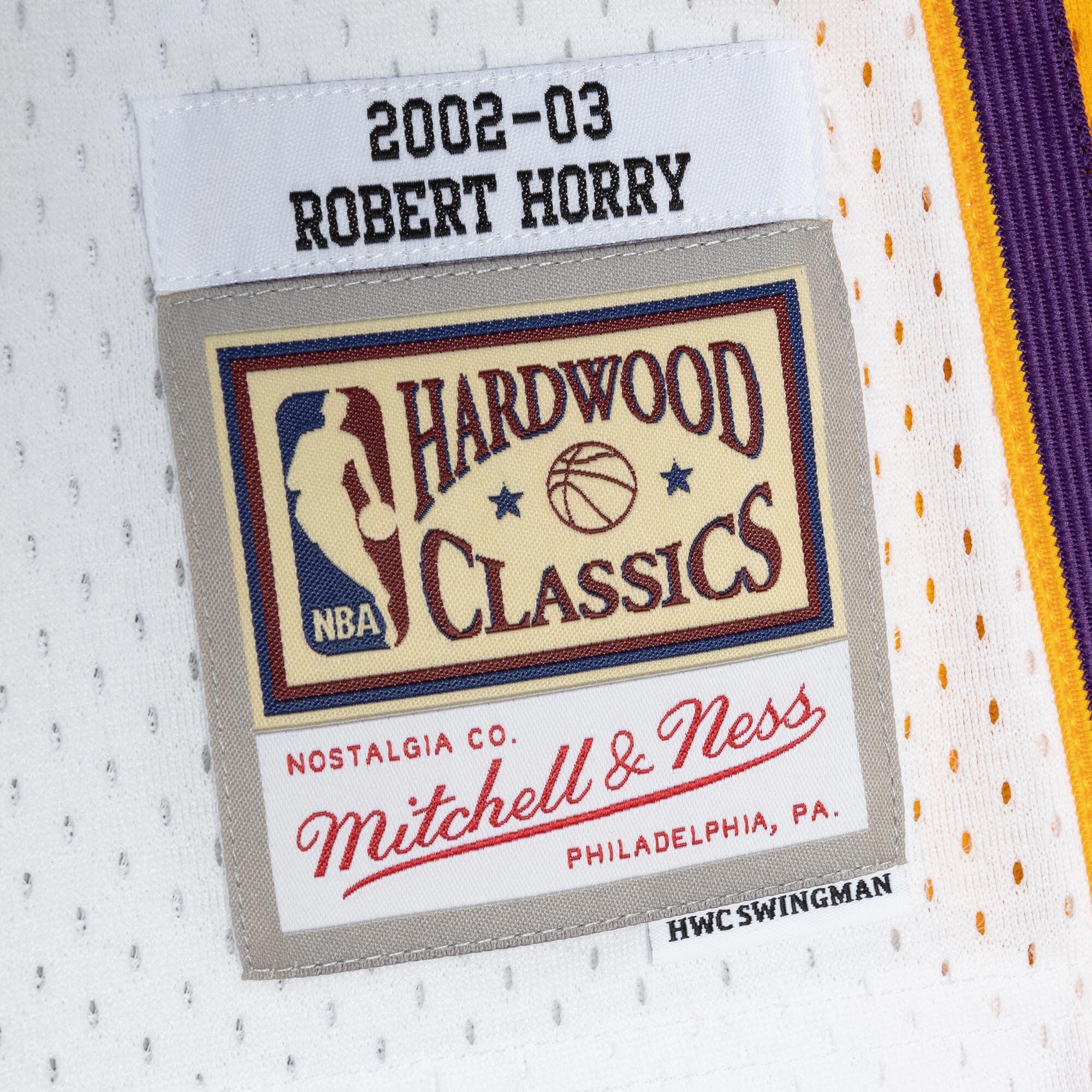 MENS MITCHELL & NESS NBA ALTERNATE JERSEY LAKERS 2002 ROBERT HORRY