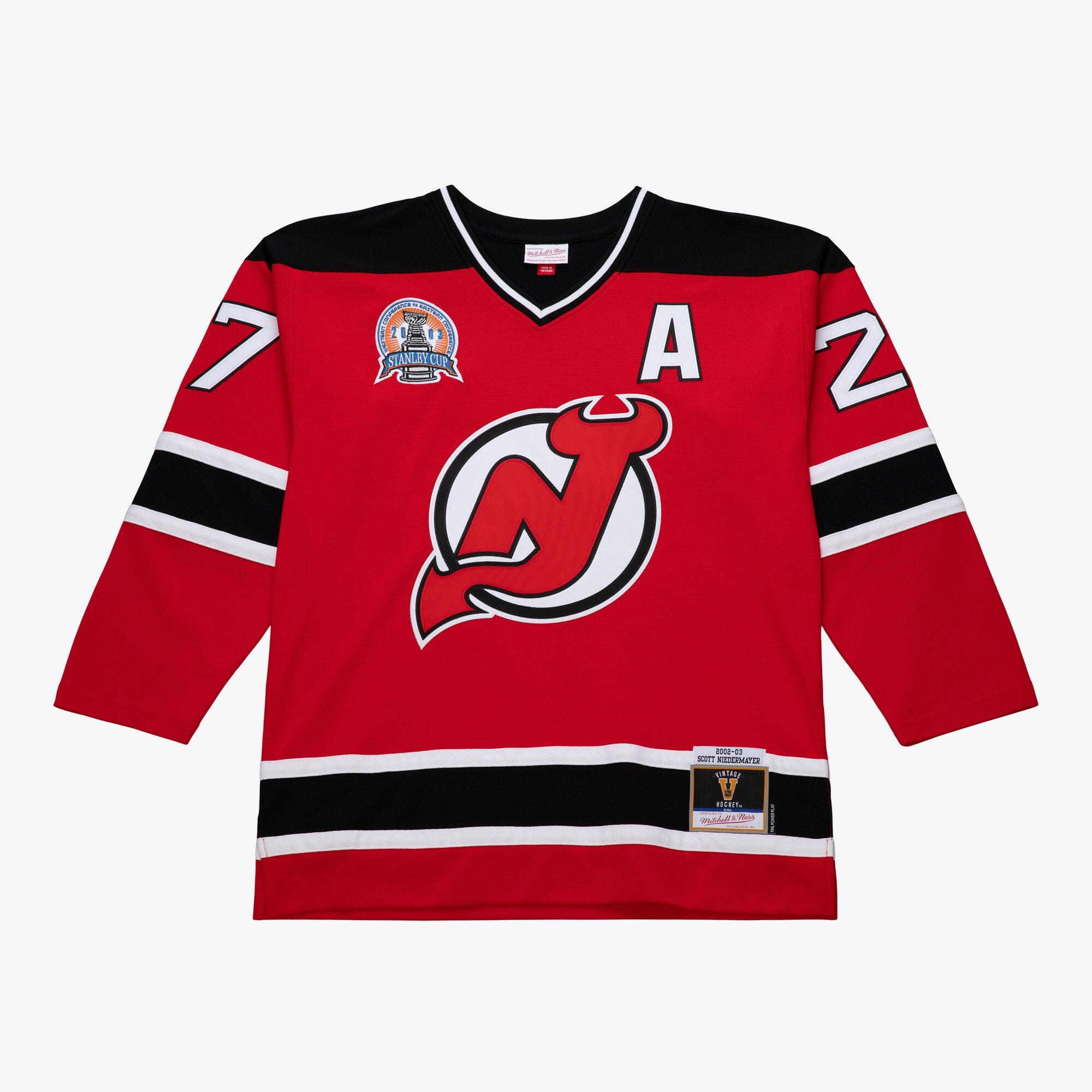 Mens Mitchell & Ness NHL DARK JERSEY DEVILS 2002 SCOTT NIEDERMAYER