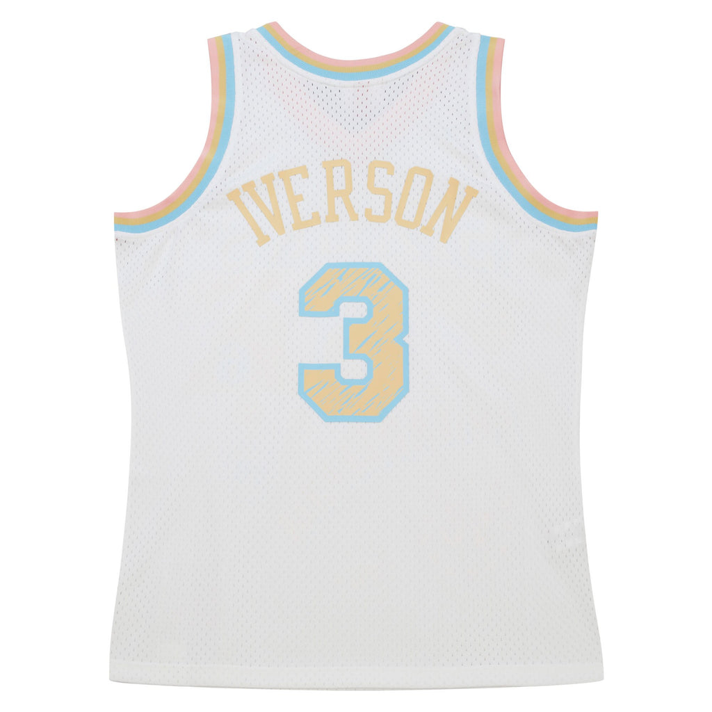 MENS MITCHELL & NESS SIDEWALK SKETCH SWINGMAN JERSEY 76ERS 2002 ALLEN IVERSON