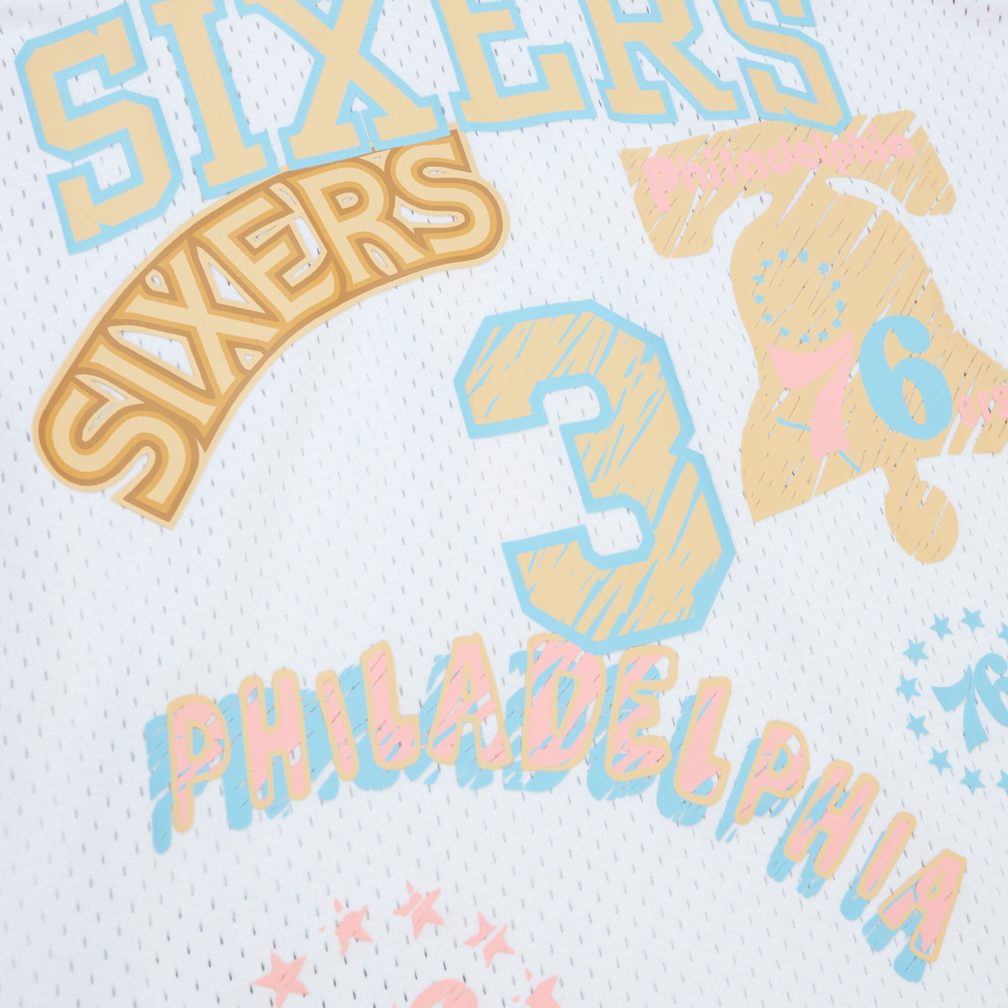 MENS MITCHELL & NESS SIDEWALK SKETCH SWINGMAN JERSEY 76ERS 2002 ALLEN IVERSON