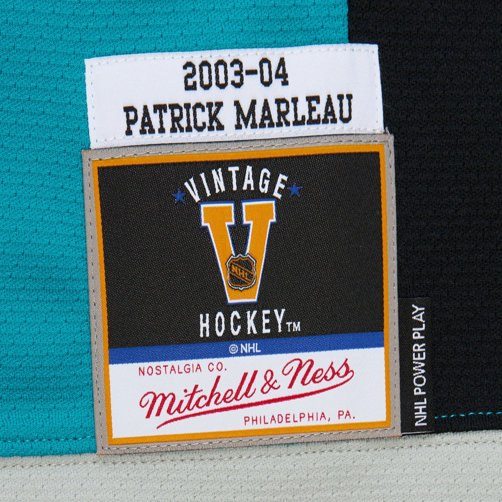 Mens Mitchell & Ness NHL TEAL JERSEY SHARKS 2003 PATRICK MARLEAU