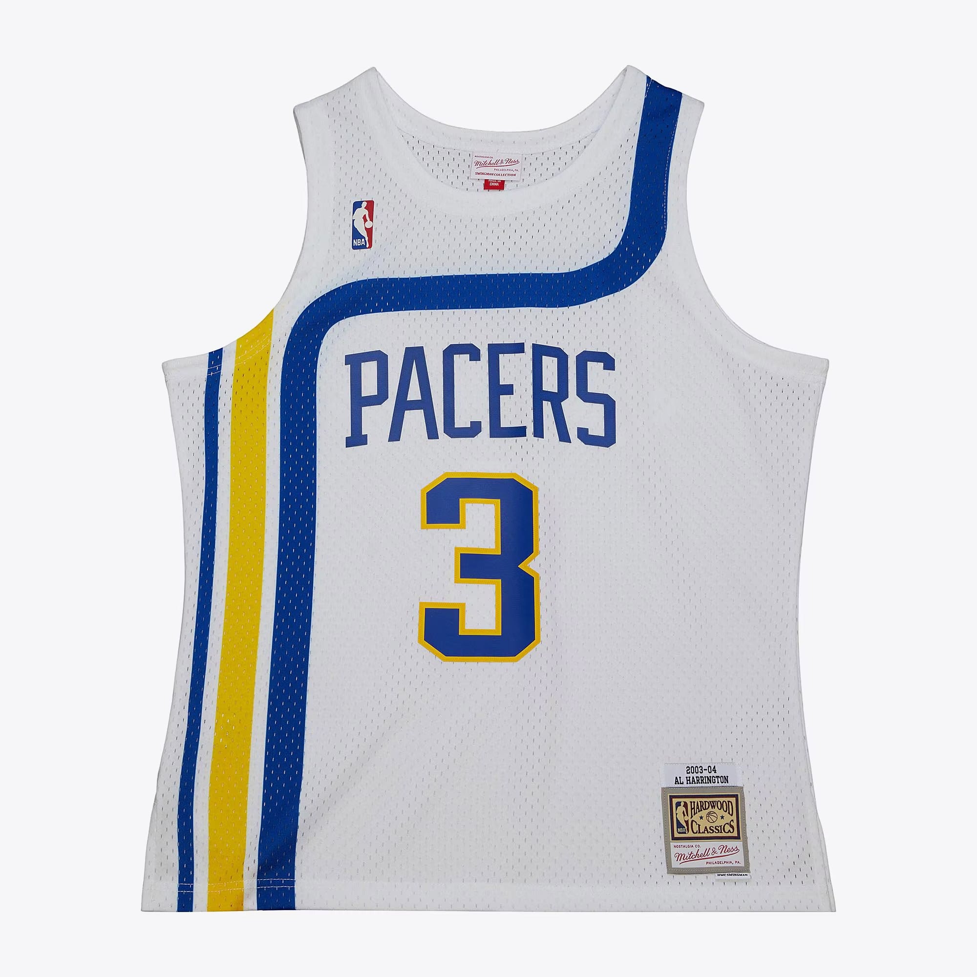 MENS MITCHELL & NESS NBA WHITE HWC JERSEY PACERS 2003 AL HARRINGTON