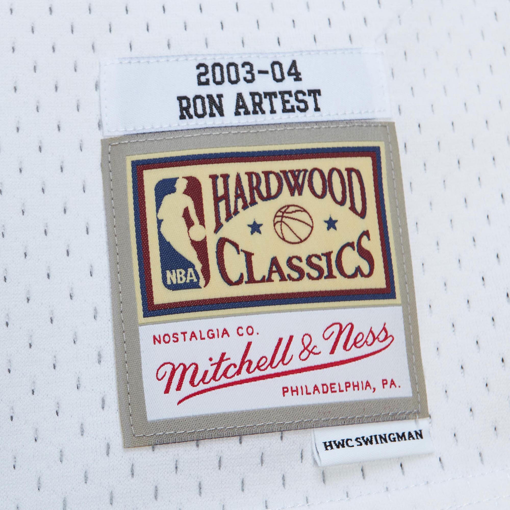 Mens Mitchell & Ness NBA WHITE HWC JERSEY PACERS 2003 RON ARTEST