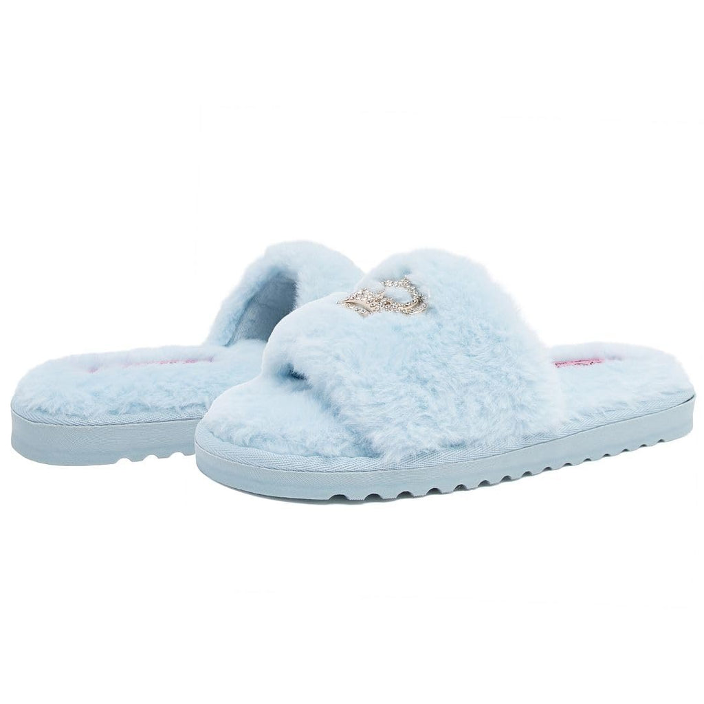 [318780-LIGHT BLUE] WOMENS JUICY COUTURE FAUX FUR SLIPPERS - 6