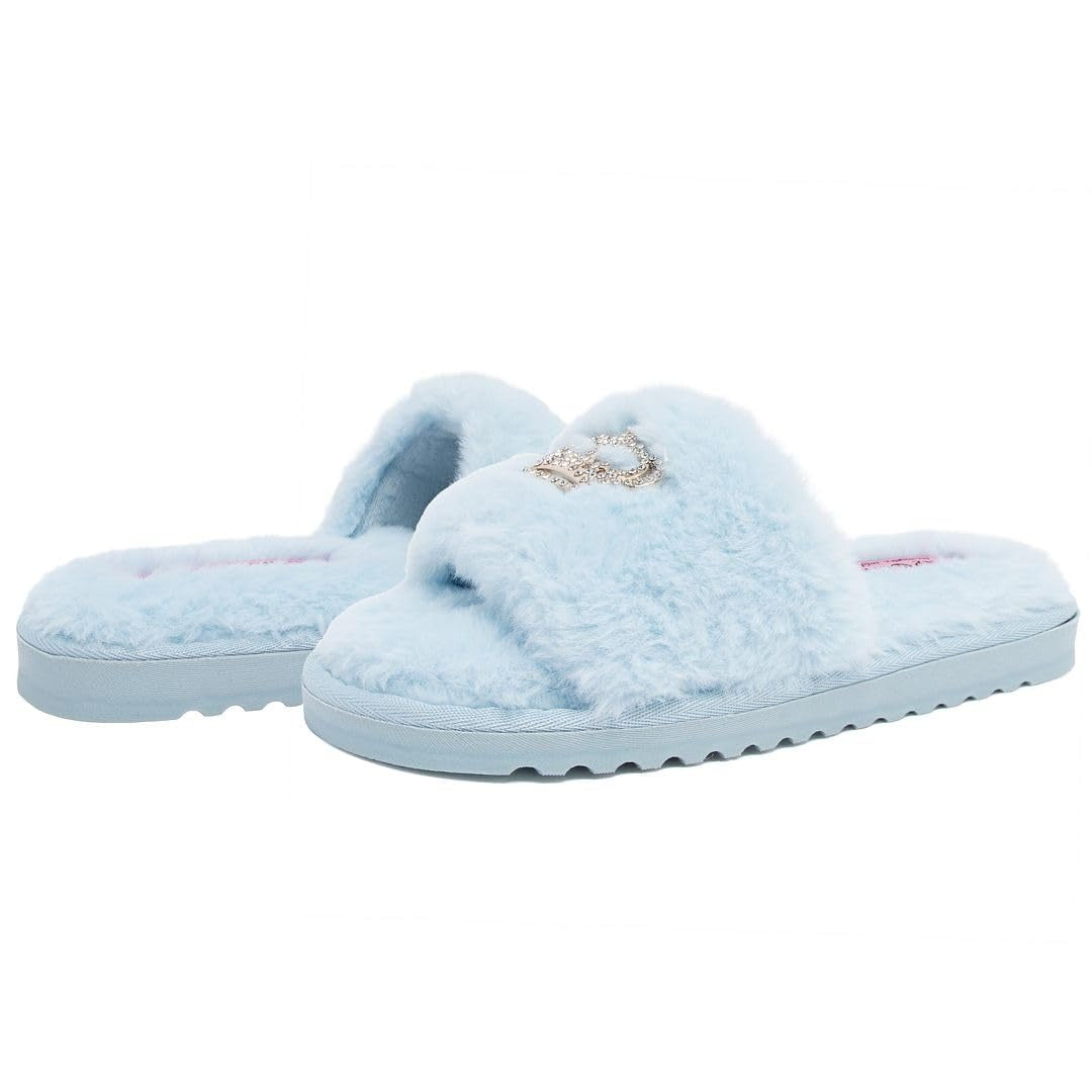[318780-LIGHT BLUE] WOMENS JUICY COUTURE FAUX FUR SLIPPERS - 6