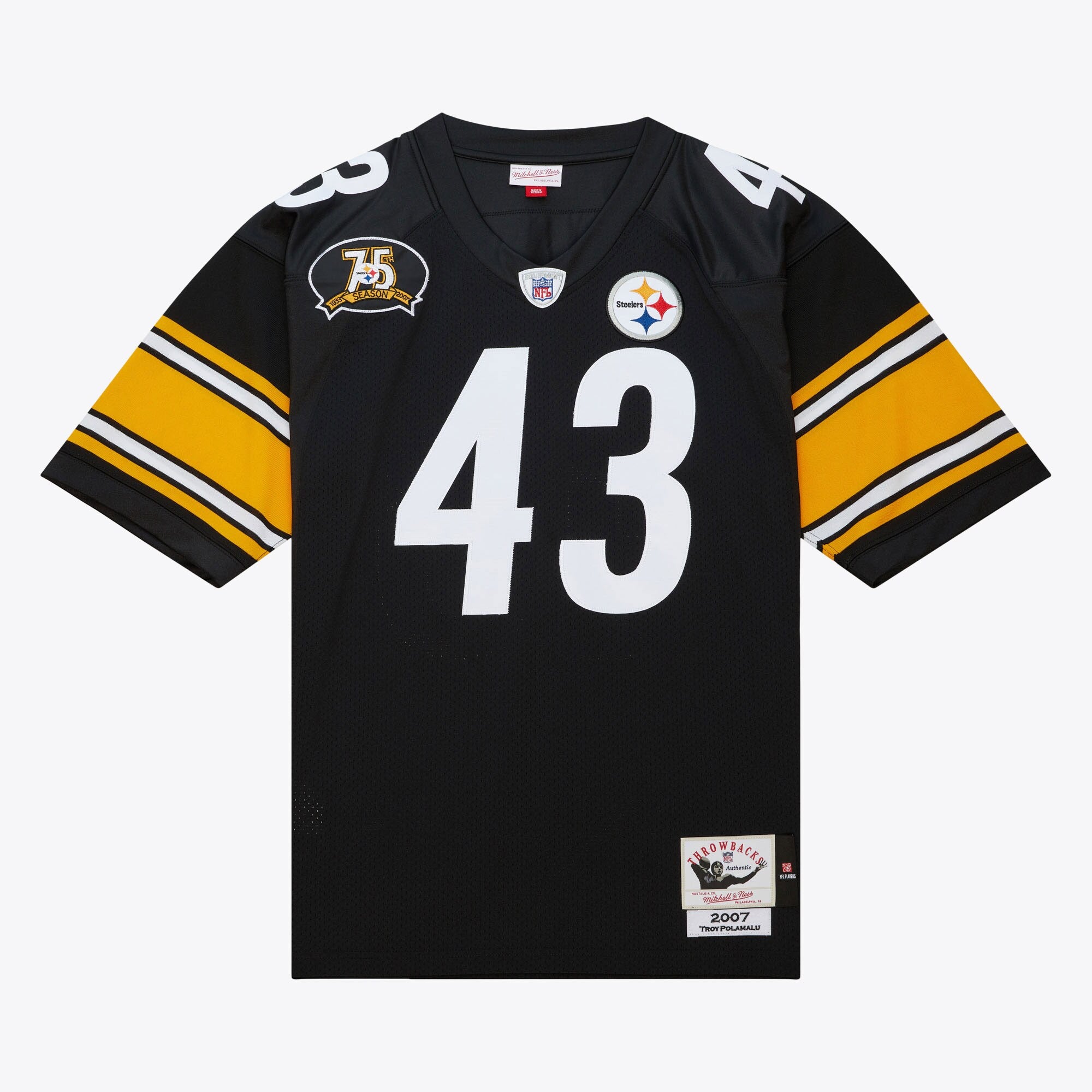 Mens Mitchell & Ness NFL AUTHENTIC JERSEY STEELERS 2007 TROY POLAMALU
