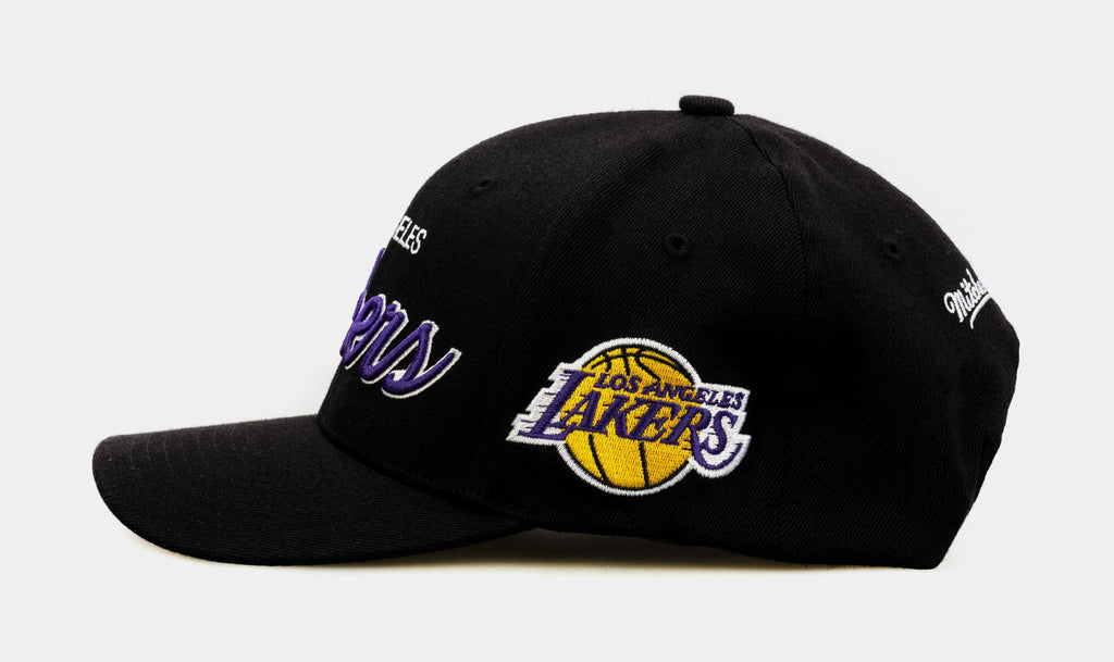 MENS MITCHELL & NESS NBA TEAM SCRIPT 2.0 STRETCH SNAPBACK LAKERS - BLACK