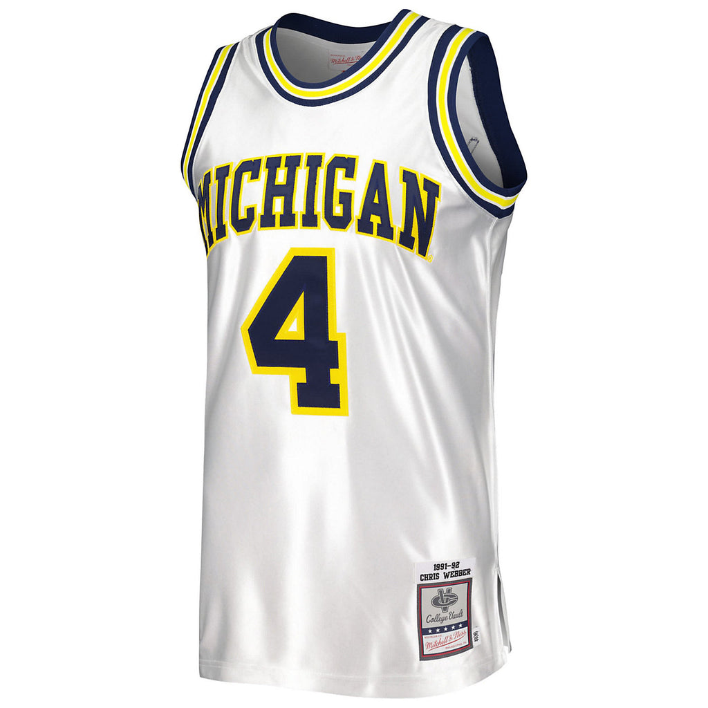 Mens Mitchell & Ness NCAA WHITE JERSEY MICHIGAN 1991 CHRIS WEBBER