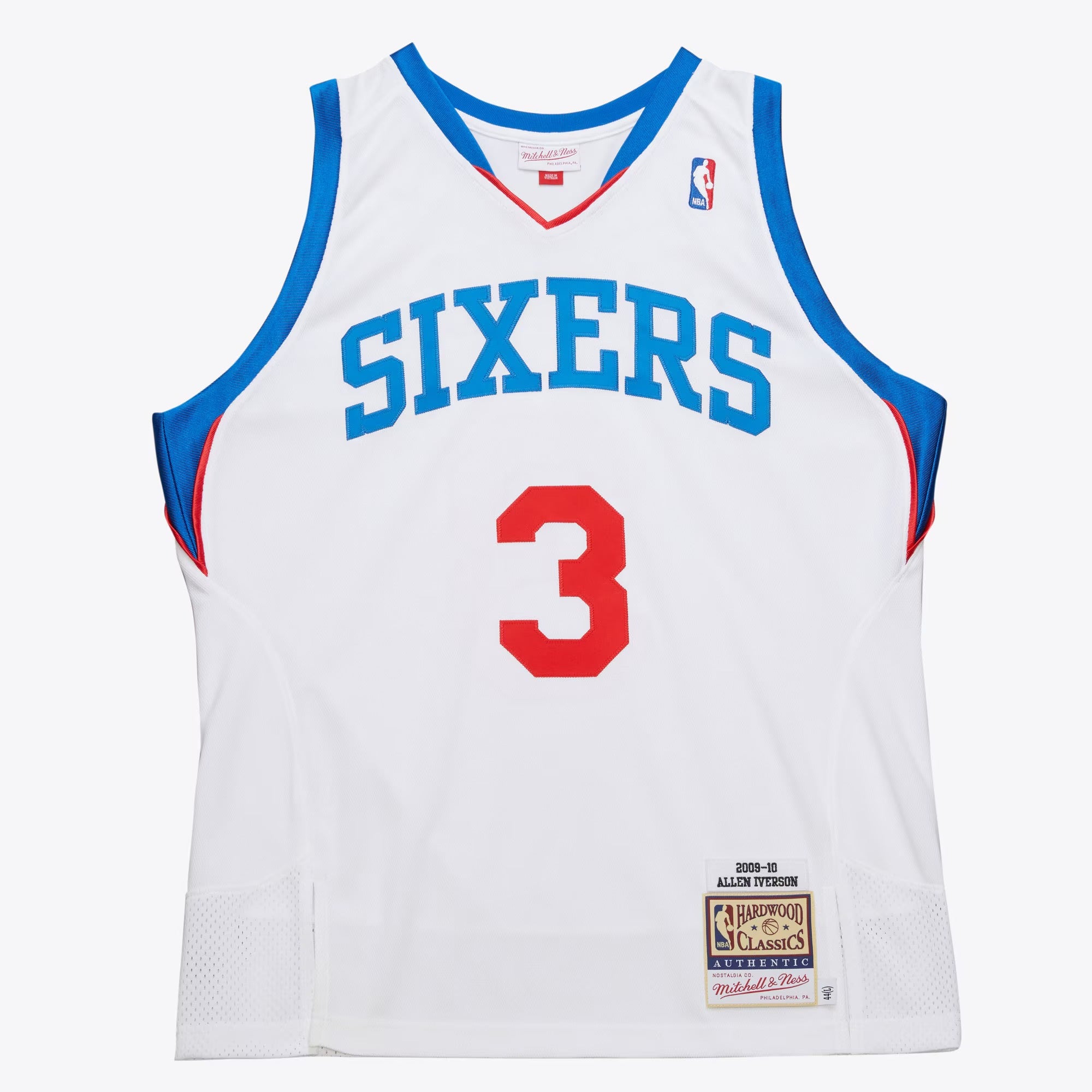 MENS MITCHELL & NESS NBA WHITE JERSEY 76ERS 2009 ALLEN IVERSON