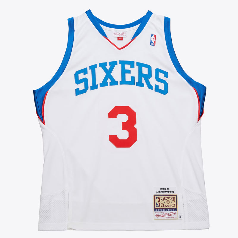 MENS MITCHELL & NESS NBA WHITE JERSEY 76ERS 2009 ALLEN IVERSON