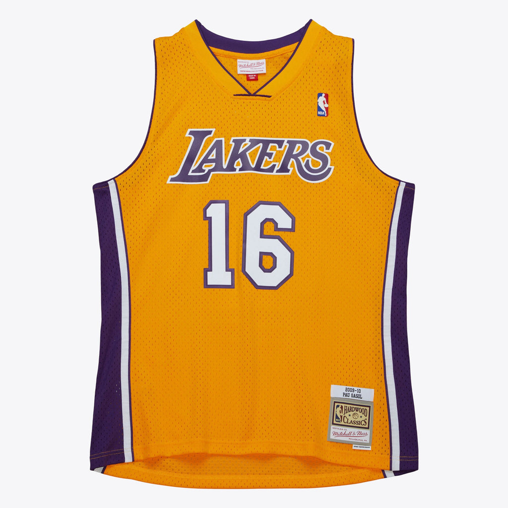 MENS MITCHELL & NESS GOLD JERSEY LAKERS 2009 PAU GASOL