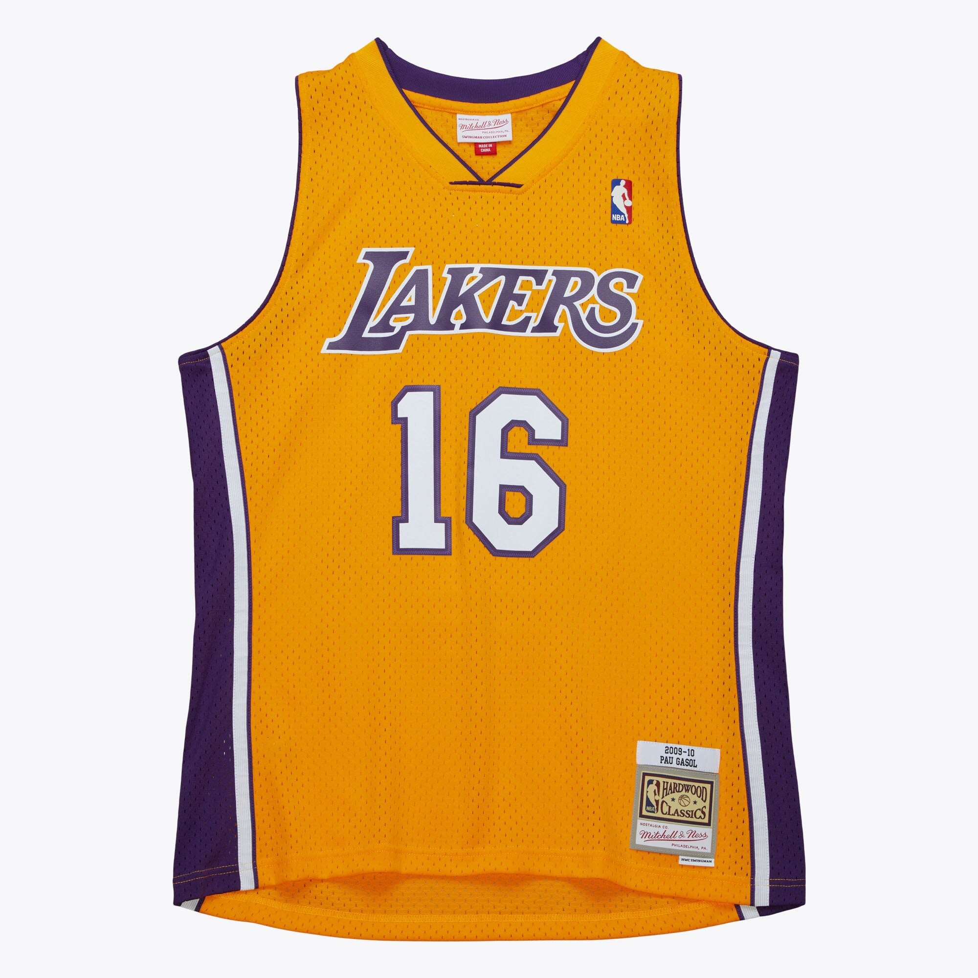 MENS MITCHELL & NESS GOLD JERSEY LAKERS 2009 PAU GASOL