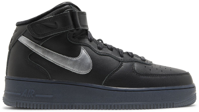 [DX3061-001] MENS NIKE AIR FORCE 1 MID PRM 'BLACK METALLIC SILVER'