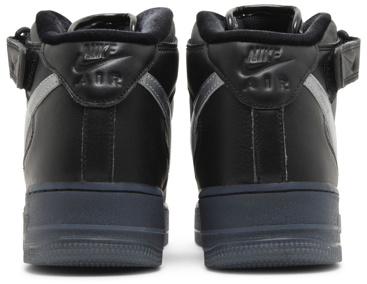 [DX3061-001] MENS NIKE AIR FORCE 1 MID PRM 'BLACK METALLIC SILVER'