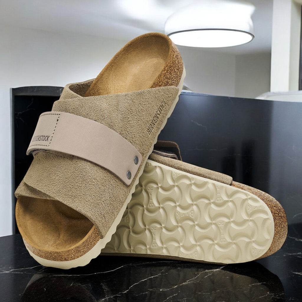 [1015573] Womens Birkenstock KYOTO 'NUBUCK SUEDE TAUPE' (NARROW WIDTH)