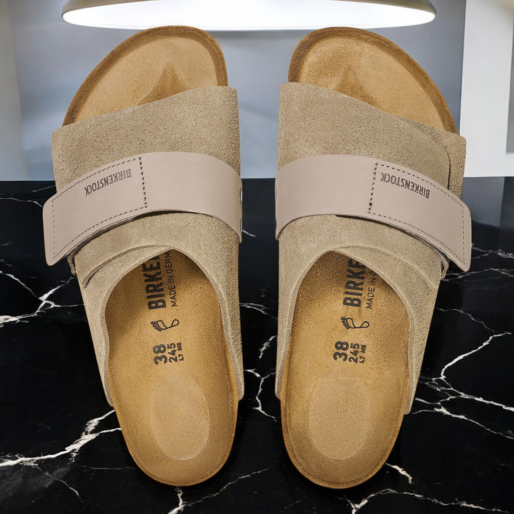 [1015573] Womens Birkenstock KYOTO 'NUBUCK SUEDE TAUPE' (NARROW WIDTH)