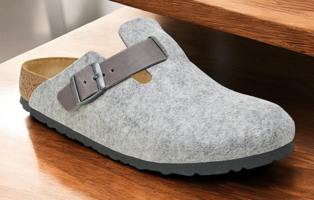 [1026149] Unisex Birkenstock BOSTON NATURAL LEATHER-FELT 'REGULAR FIT'