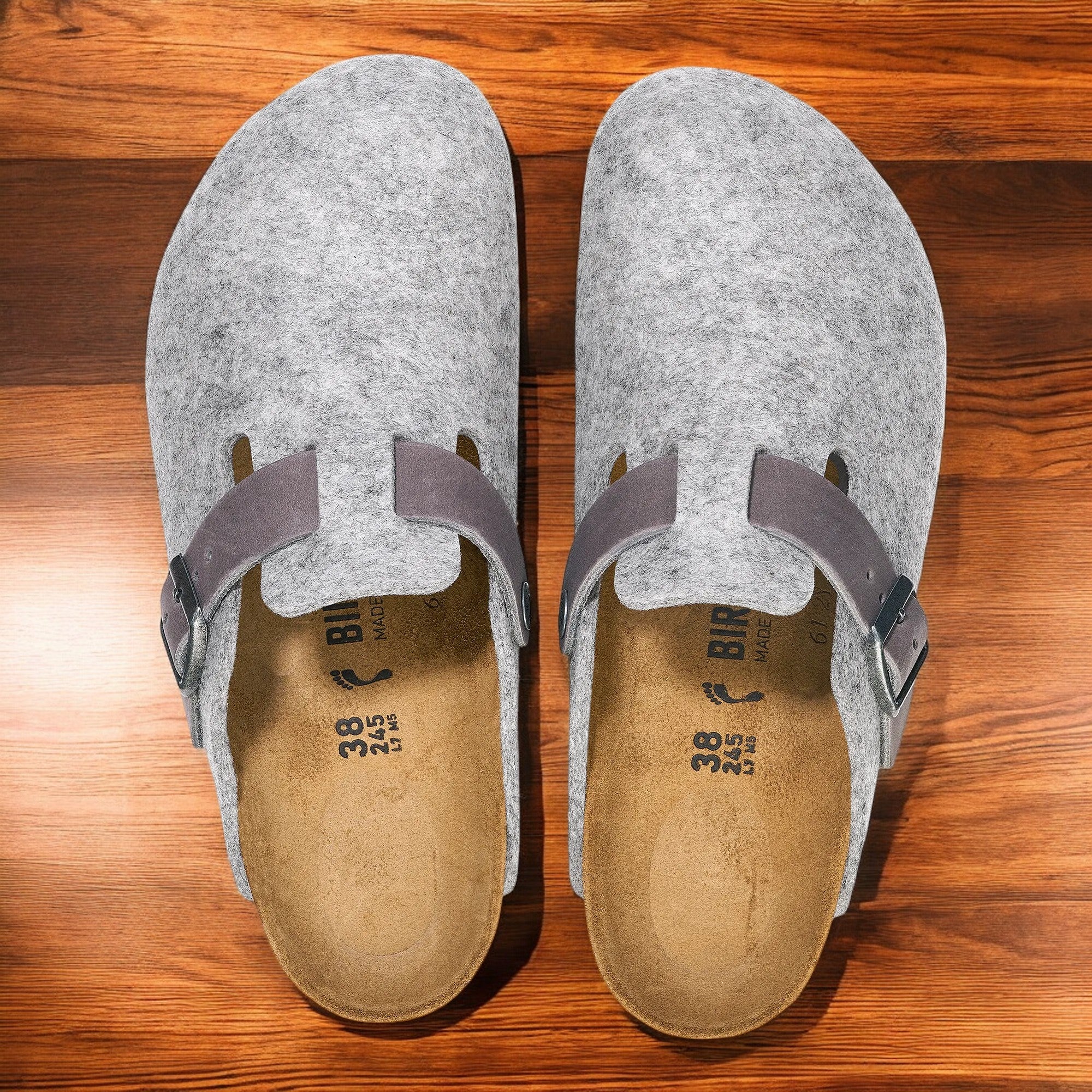 [1026149] Unisex Birkenstock BOSTON NATURAL LEATHER-FELT 'REGULAR FIT'