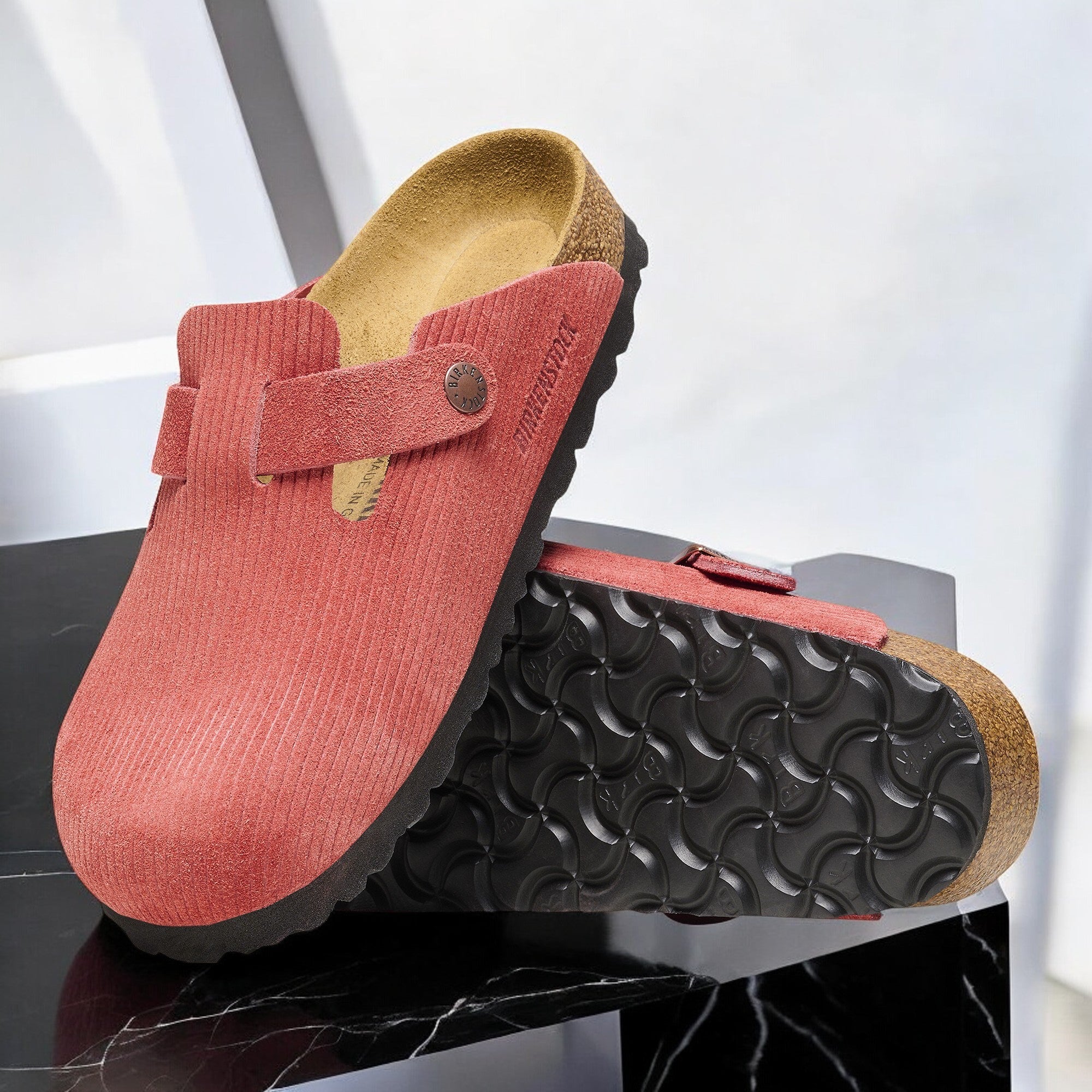 [1026167] Unisex Birkenstock BOSTON SUEDE EMBOSSED 'NARROW FIT'