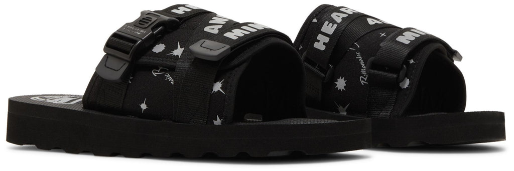 [821-3810/BLACK] MENS BILLIONAIRE BOYS CLUB SPACEWALKER II SLIDE 'HEART AND MIND - BLACK'