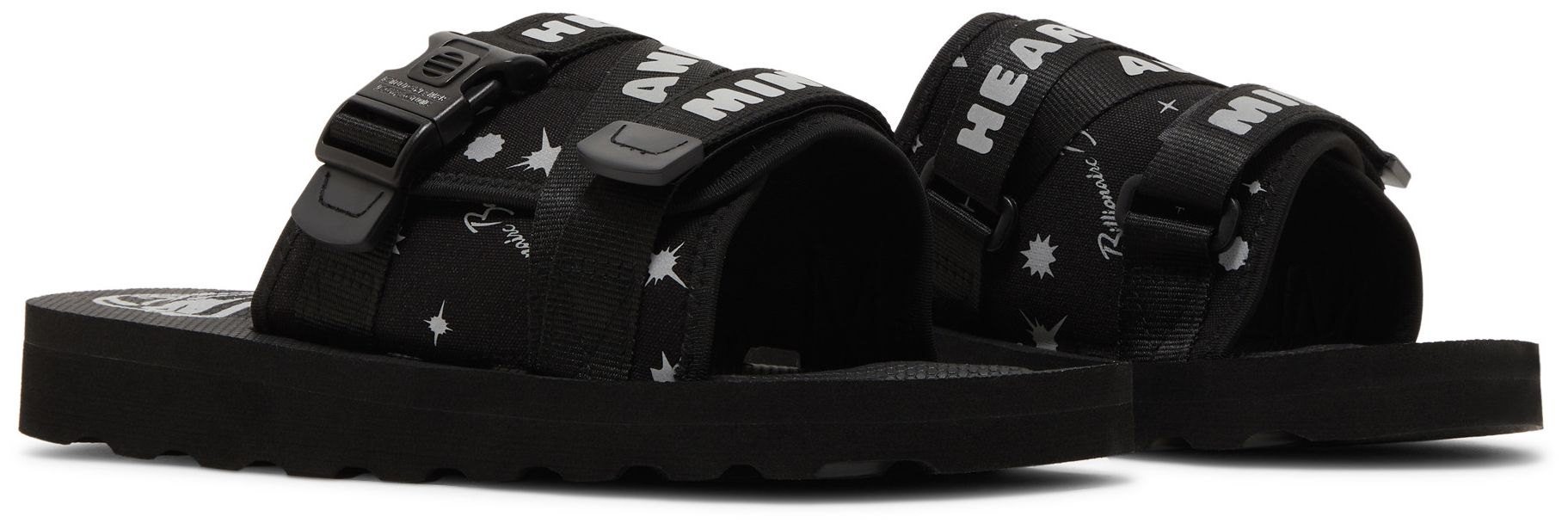 [821-3810/BLACK] MENS BILLIONAIRE BOYS CLUB SPACEWALKER II SLIDE 'HEART AND MIND - BLACK'