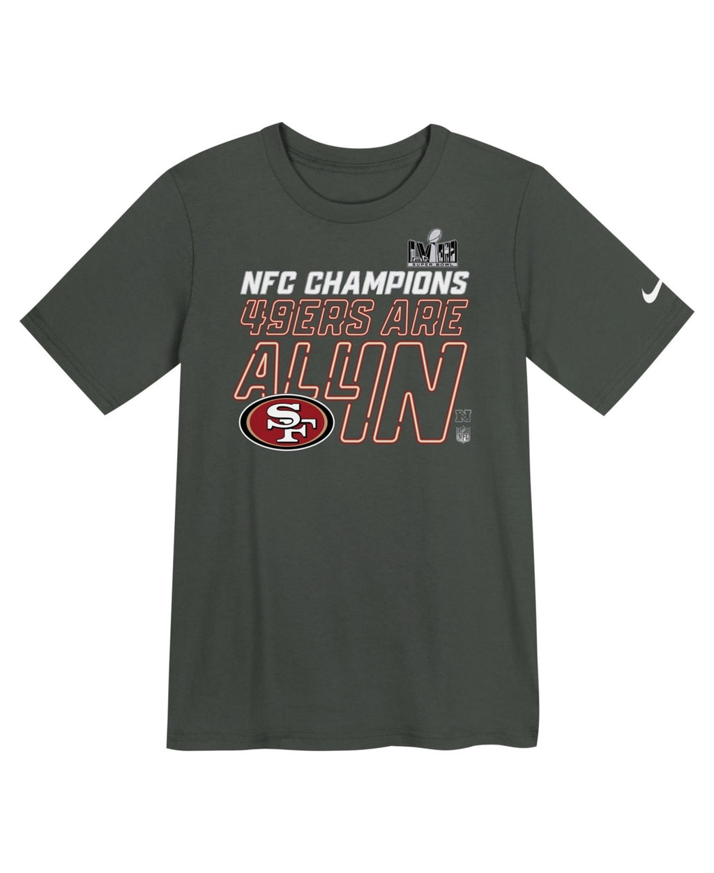 [9Z1B7NFJ8ER949] YOUTH NIKE 49ERS 2023 NFC CHAMPIONS LOCKER ROOM TROPHY COLLECTION T-SHIRT