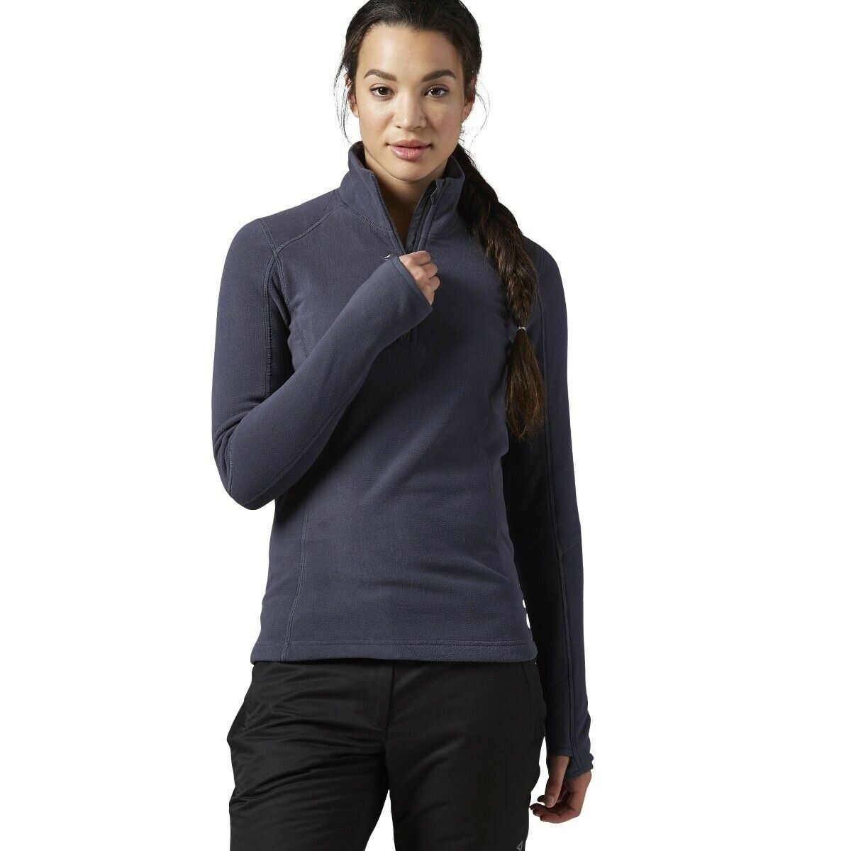 [AX9177] New Womens Reebok FW 1/4 Zip Fleece Top Sweatshirt - Grey