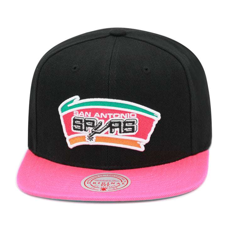 MENS MITCHELL & NESS NBA CORE BASIC SNAPBACK HWC SPURS - BLACK-PINK