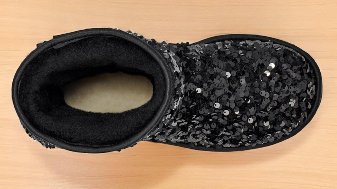 [1130650-BLK] Womens UGG CLASSIC SHORT CHUNKY SEQUIN BOOT