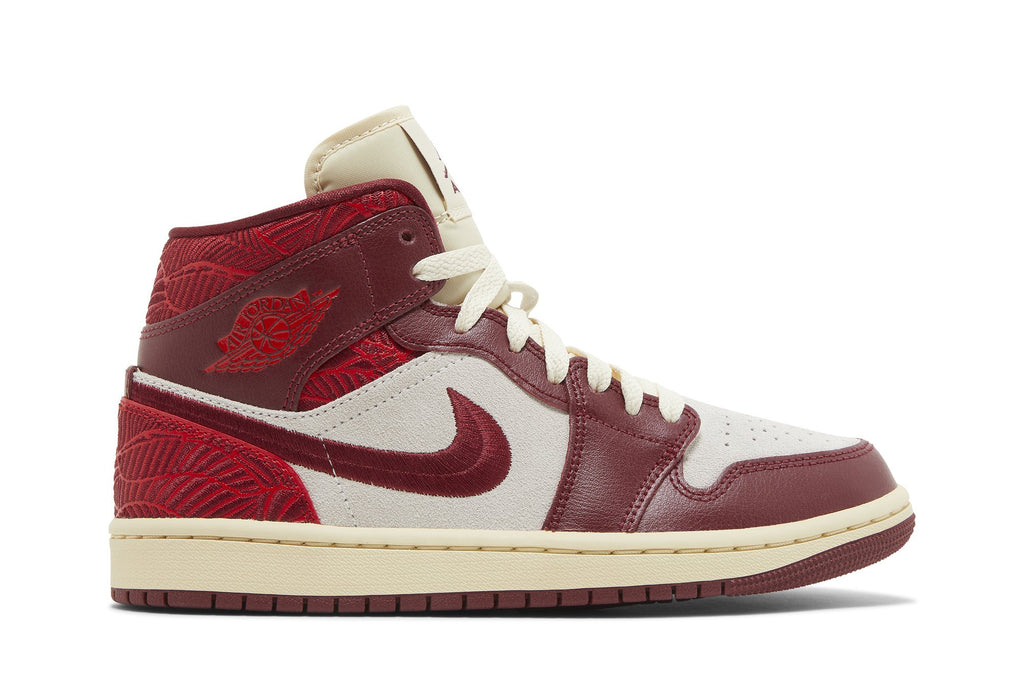 [DZ2820-601] Womens Air Jordan RETRO 1 MID SE 'TIKI LEAF TEAM RED'