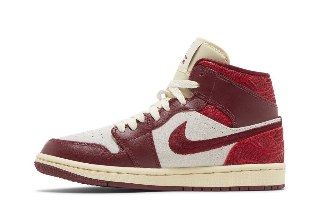 [DZ2820-601] Womens Air Jordan RETRO 1 MID SE 'TIKI LEAF TEAM RED'