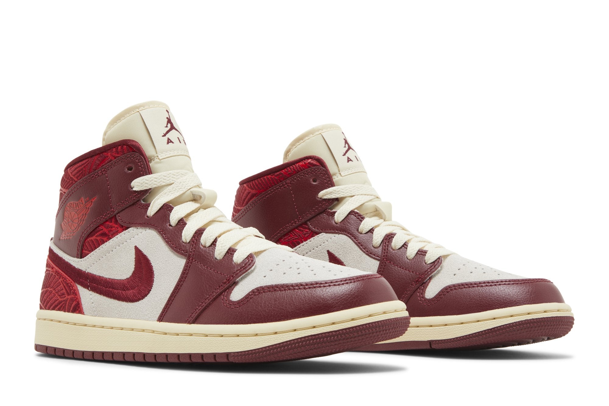 [DZ2820-601] Womens Air Jordan RETRO 1 MID SE 'TIKI LEAF TEAM RED'