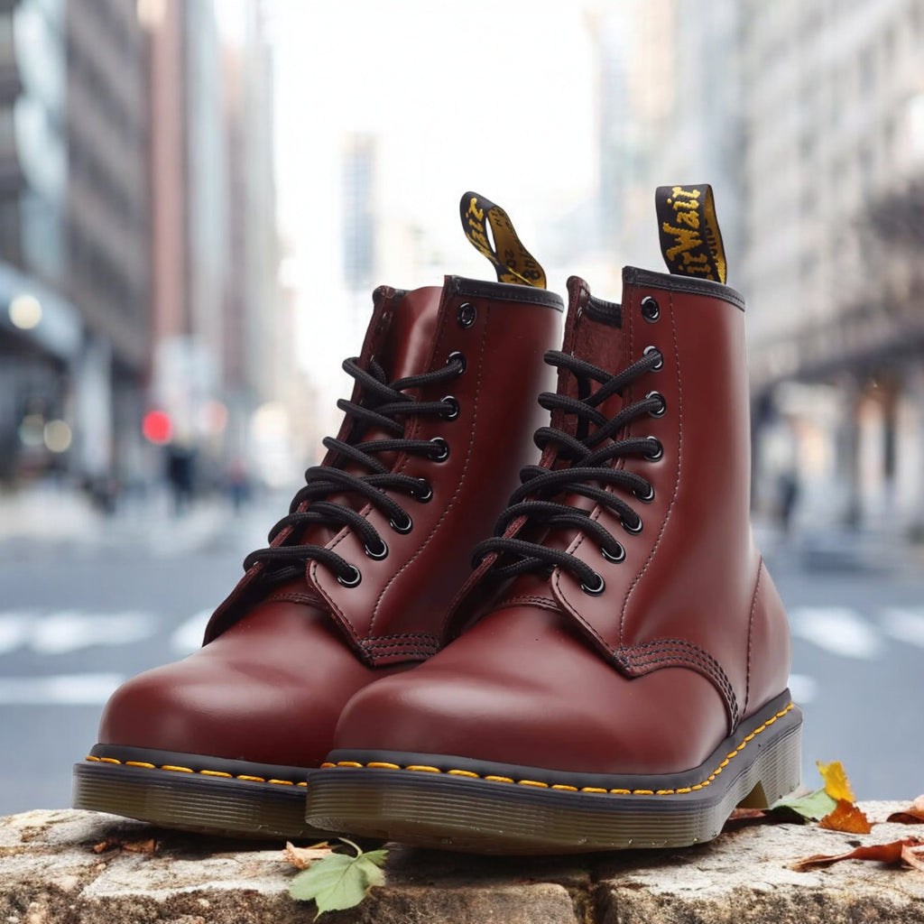 [11822600] UNISEX DR. MARTENS 1460 SMOOTH LEATHER LACE UP BOOTS 'CHERRY RED'