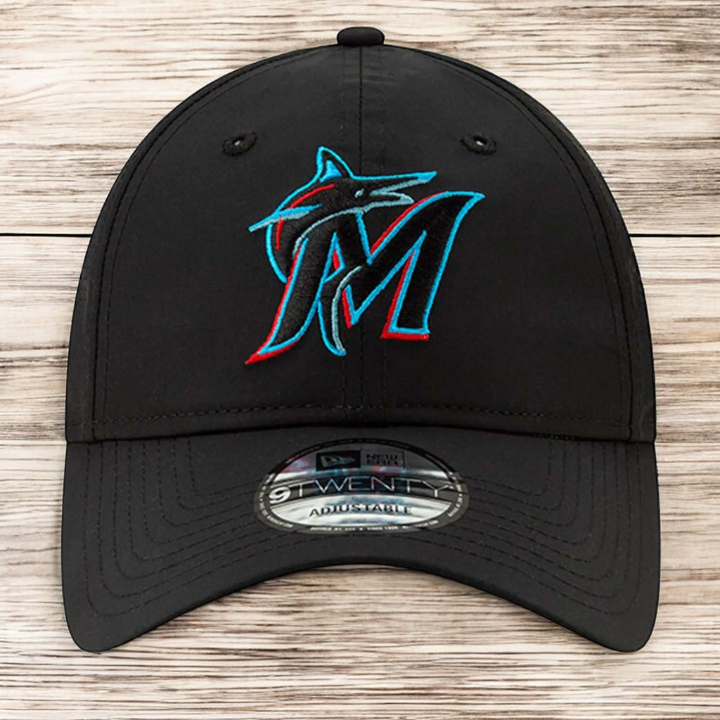 [11885640] Mens New Era MLB Perforated Pivot 9TWENTY Adjustable Hat - Marlins