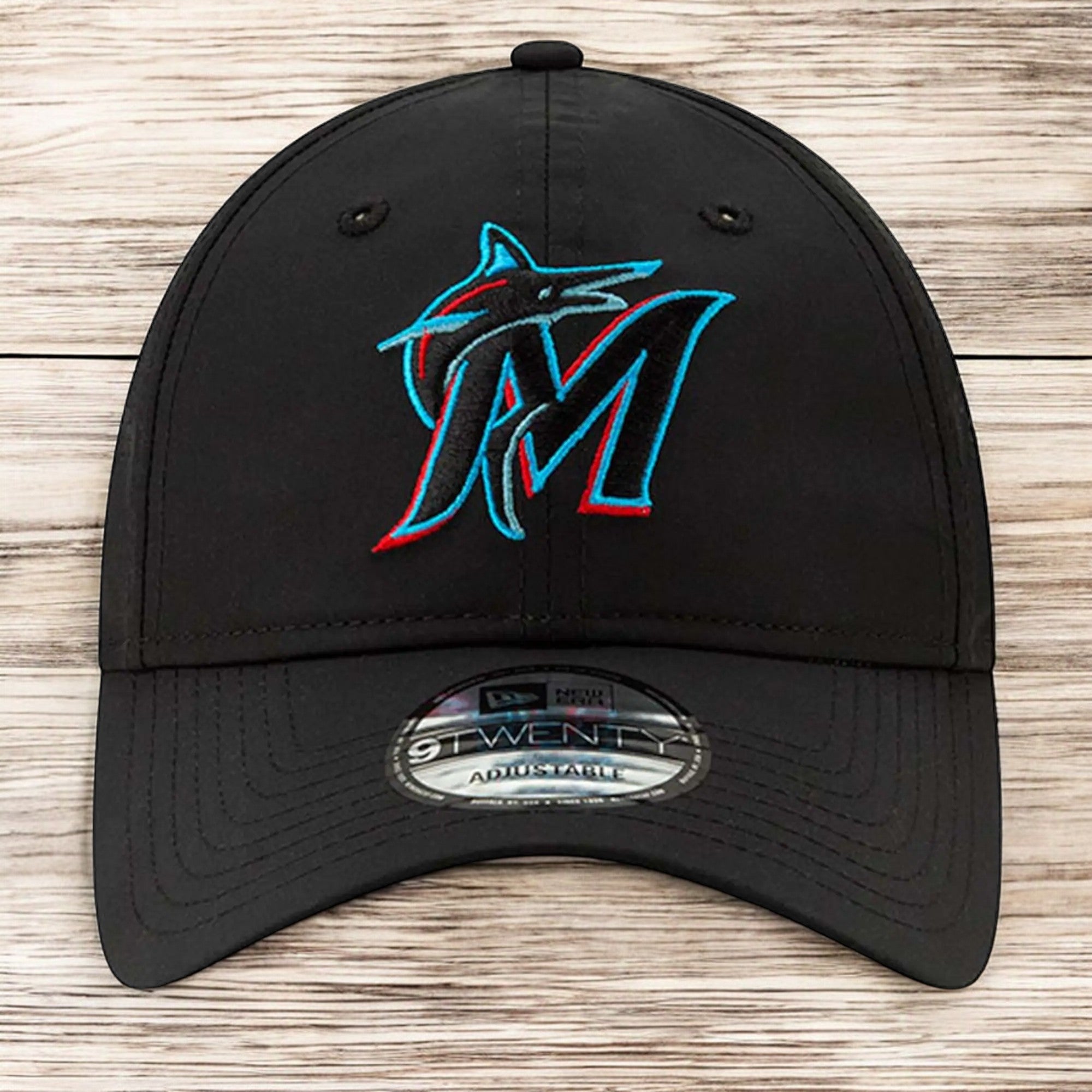 [11885640] Mens New Era MLB Perforated Pivot 9TWENTY Adjustable Hat - Marlins