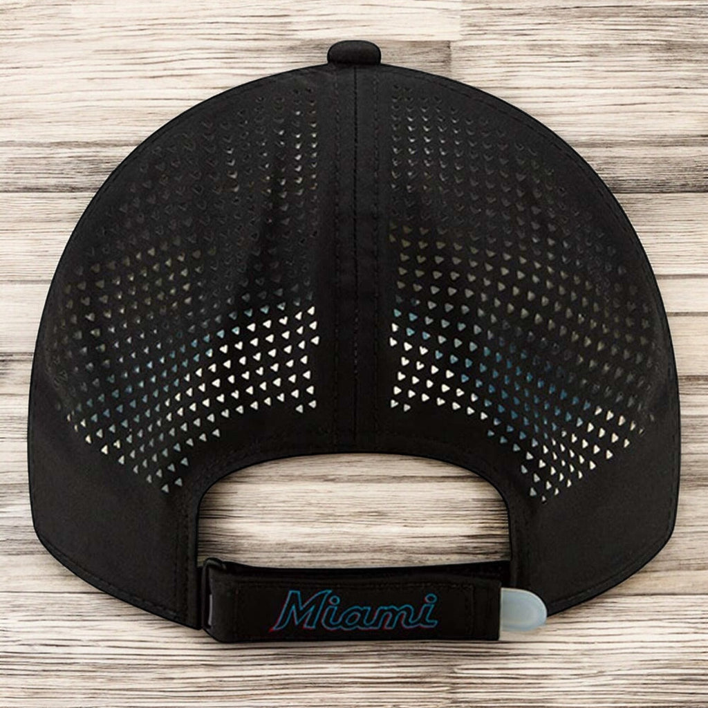 [11885640] Mens New Era MLB Perforated Pivot 9TWENTY Adjustable Hat - Marlins