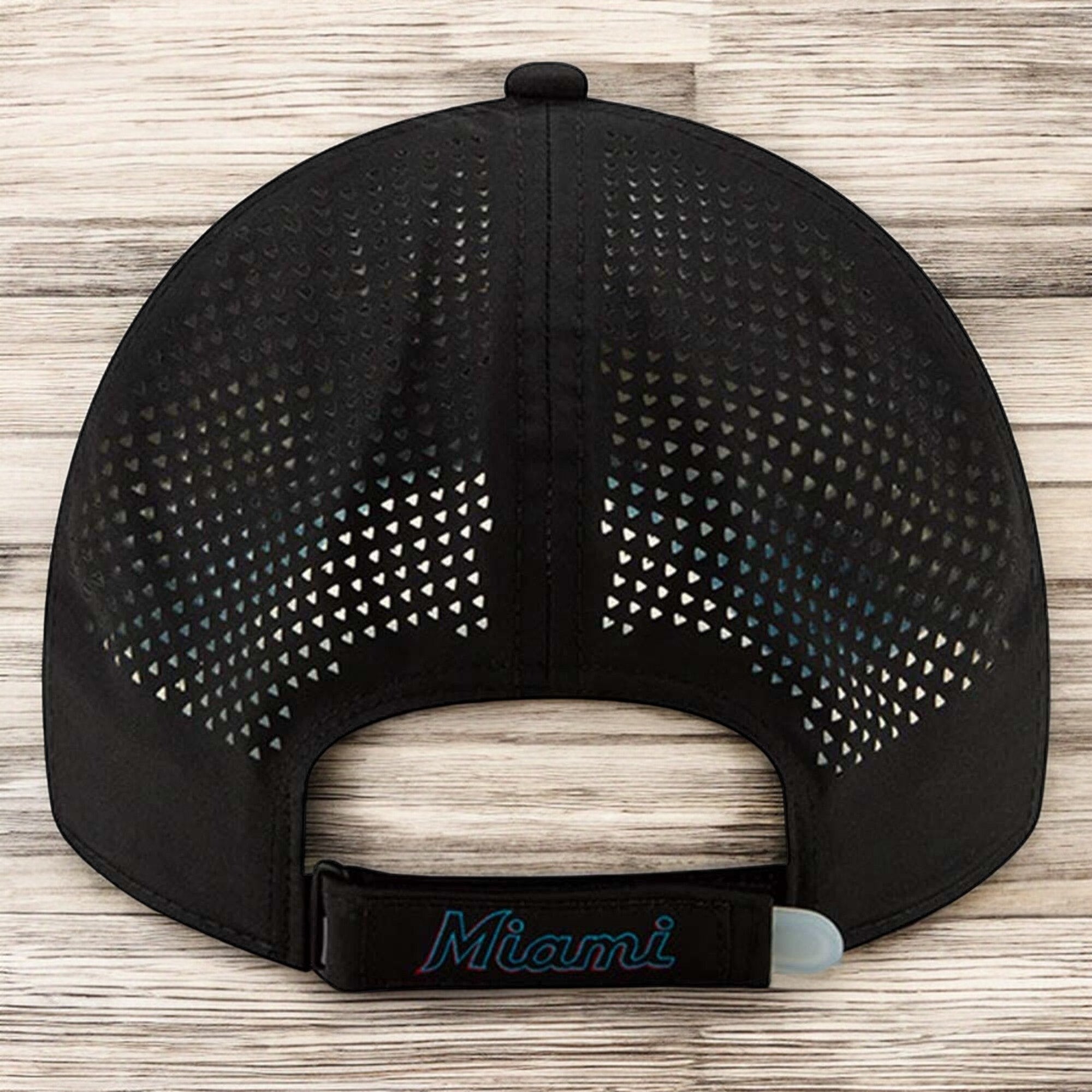 [11885640] Mens New Era MLB Perforated Pivot 9TWENTY Adjustable Hat - Marlins
