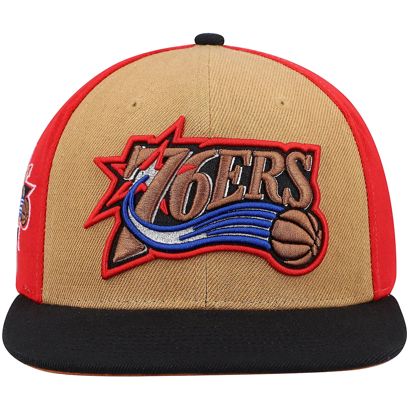MENS MITCHELL & NESS NBA ON THE BLOCK SNAPBACK HWC 76ERS - TAN