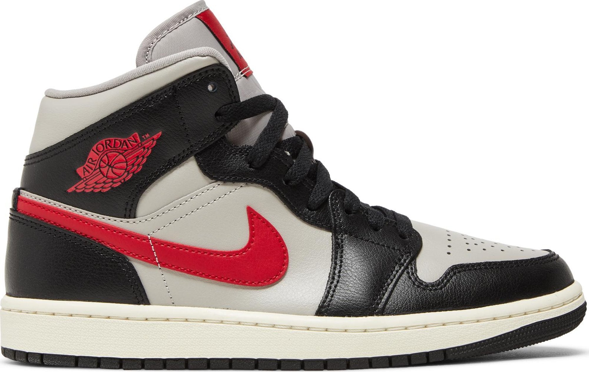 [BQ6472-060] Womens Air Jordan RETRO 1 MID 'BLACK COLLEGE GREY'