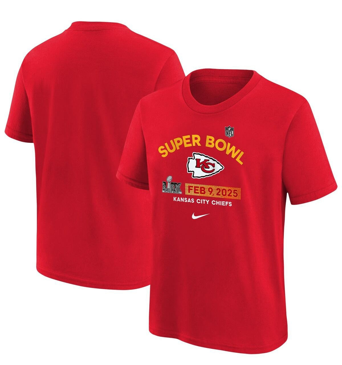 [9Z1B7NFPQER9CH] YOUTH NIKE CHIEFS SUPER BOWL LIX AUTHENTIC T-SHIRT