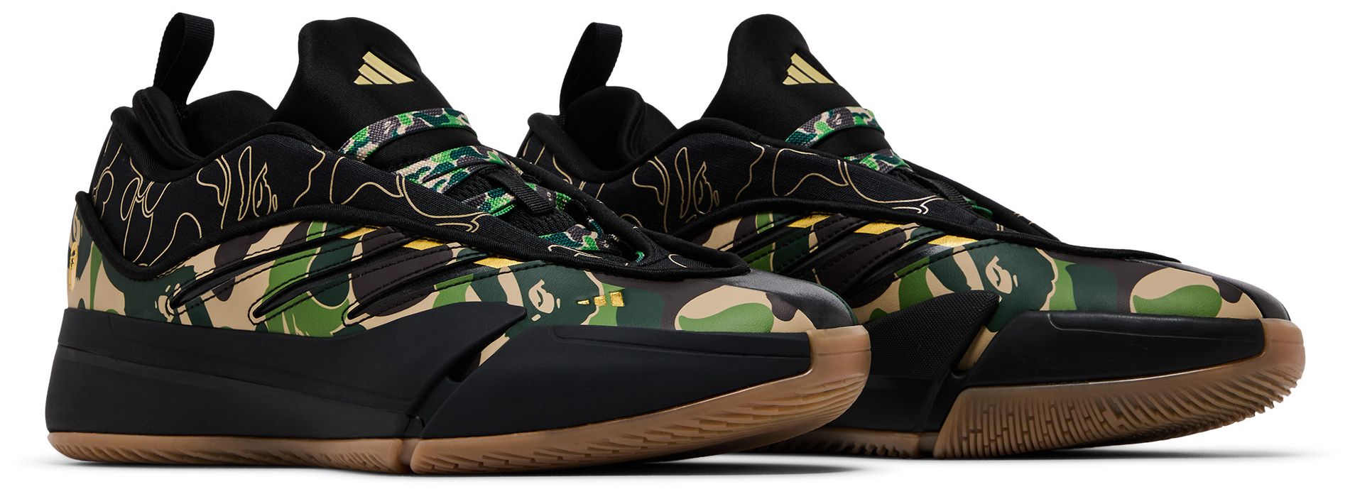 [JH6358] MENS ADIDAS DAME 9 'BAPE BLACK GREEN'
